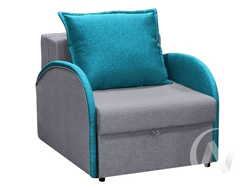 Кресло-кровать НЕО-59 (КР/КР) подушка Luma 18 (морская волна) посадка Luma 13 (светло-серый)