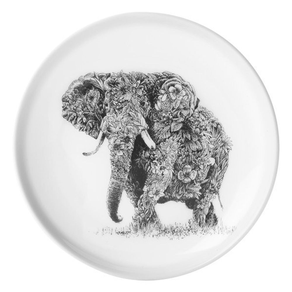 Фарфоровая тарелка Африканский слон MW637-DX0526, 20 см, белый/декор