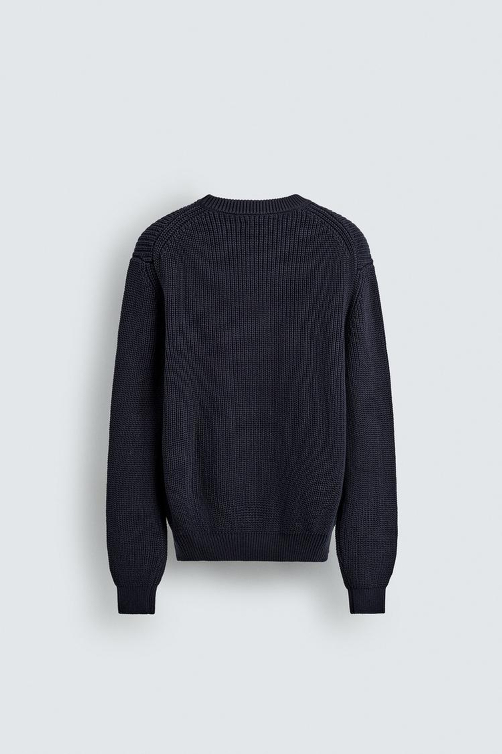 ZARA СВИТЕР ИЗ ХЛОПКА КЛАССИЧЕСКОГО КРОЯ, МОРСКОЙ СИНИЙ