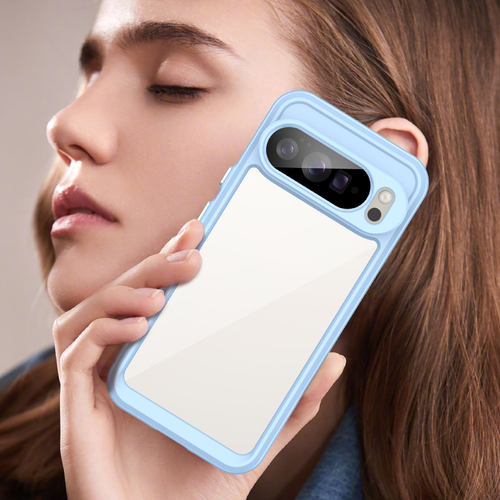 Прозрачный чехол для Google Pixel 10 Pro XL, мягкие усиленные рамки синего цвета