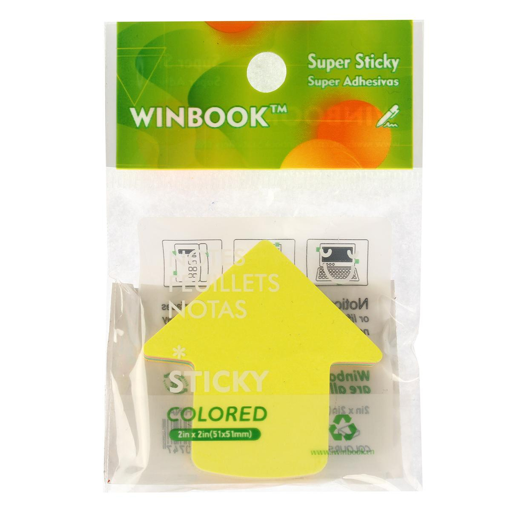 Бумага для записей "Стрелка" с липким краем, 100 листов, в пакете с подвесом