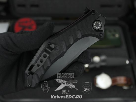 Складной нож НОКС Мангуст-2 336-708406 (Black Red) c клинком из стали D2, рукоять G10