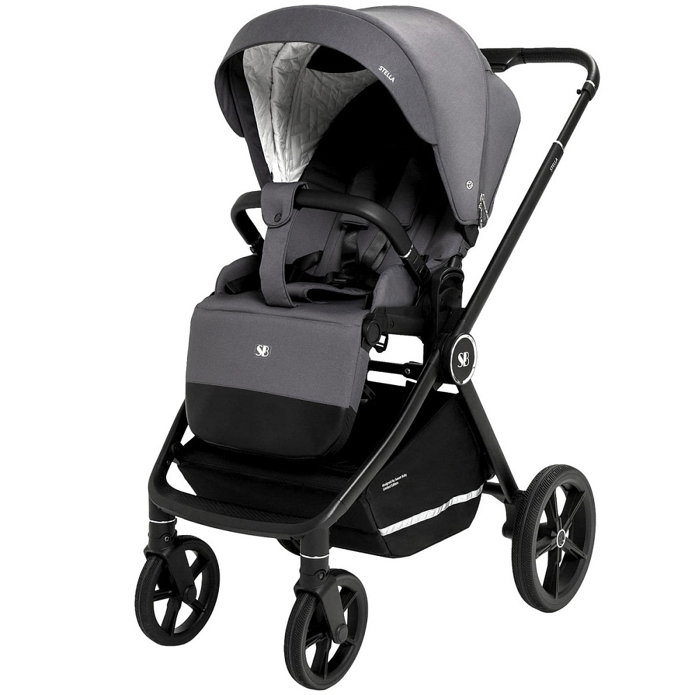 Коляска 4 в 1 Sweet Baby Stella + автокресло Elegante Plus с базой i-Size ISOFIX DK780 Dark Grey