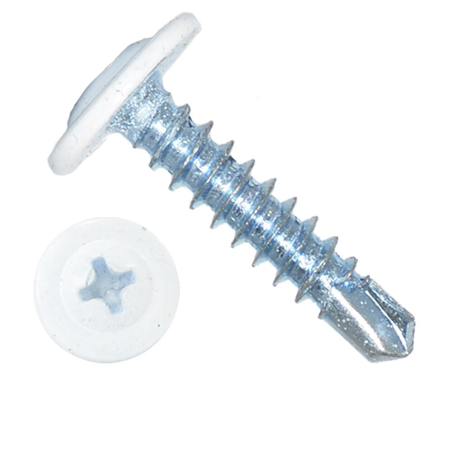 Саморез прессшайба сверло 4,2х19 RAL-9003 сигнально-белый