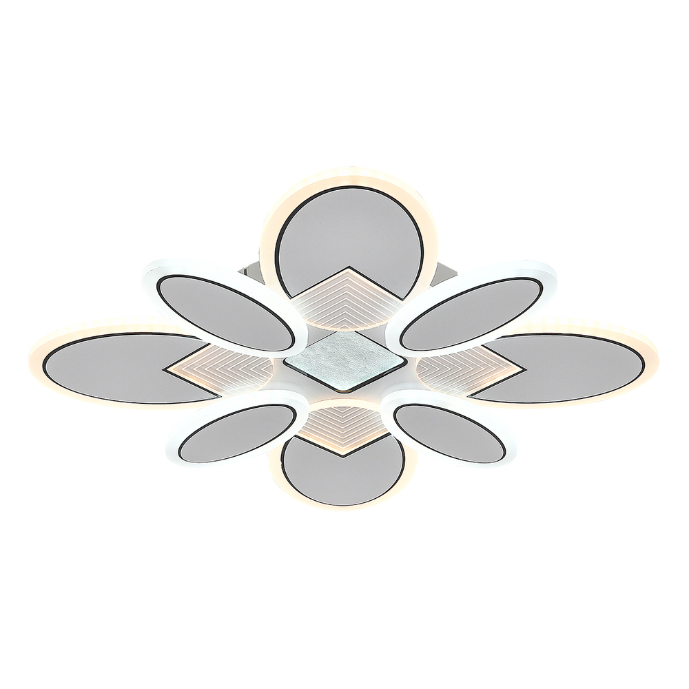 Потолочный светодиодный светильник 85Вт, 6865лм, 3000-6500K, Ra>80, плавная регулировка мощности, изменение цветовой температуры, ночник, пульт, металл/акрил, белый/чёрный