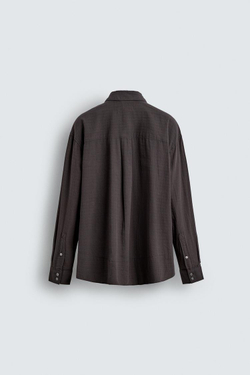 ZARА РУБАШКА RELAXED FIT В КЛЕТКУ, ЧЕРНЫЙ/КОРИЧНЕВЫЙ