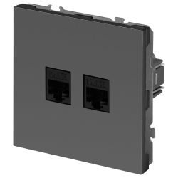 Розетка ЭРА Galaxy 15-3108-06 информационная двойная 2XRJ45 IP20 графит | Эра Galaxy