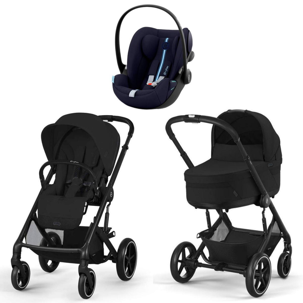 Коляска Cybex Balios S Lux BLK 2025 Cloud G i-Size Ocean Blue Plus 3 в 1 Moon Black с дождевиками