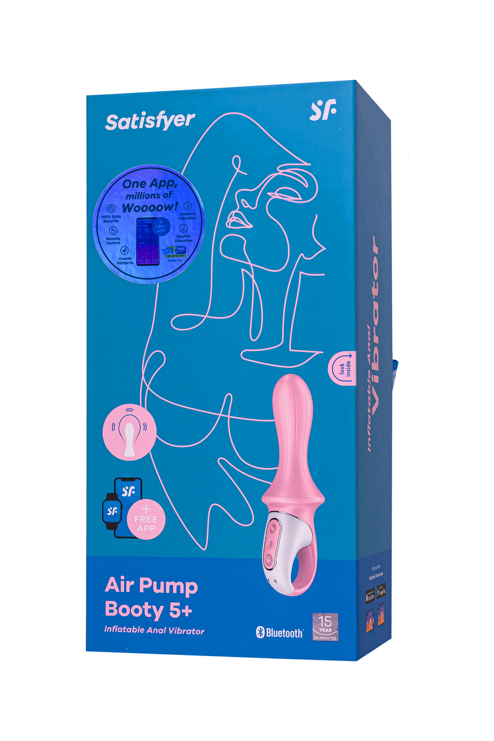 Нереалистичный вибратор Satisfyer Air Pump Booty 5, силикон, розовый, 15 см.