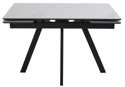Стол НЕО-2 120 MATTE БЕЛЫЙ МРАМОР, керамика / Черный каркас, М-City