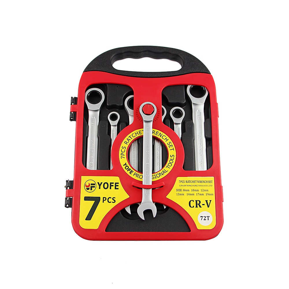 Набор ключей с трещоткой 8-19 мм, 7 шт., cr-v, в кейсе, Классик ТИТАНАТ (1 шт. / за комплект) -