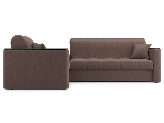 Диван угловой с Баром Неаполь 1,8 - Velutto 23 шоколад/ коричневая накладка