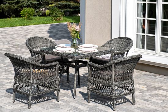 "Сицилия" обеденная группа плетеная, цвет графит