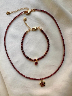 Браслет Гранатовое сердце с фианитом