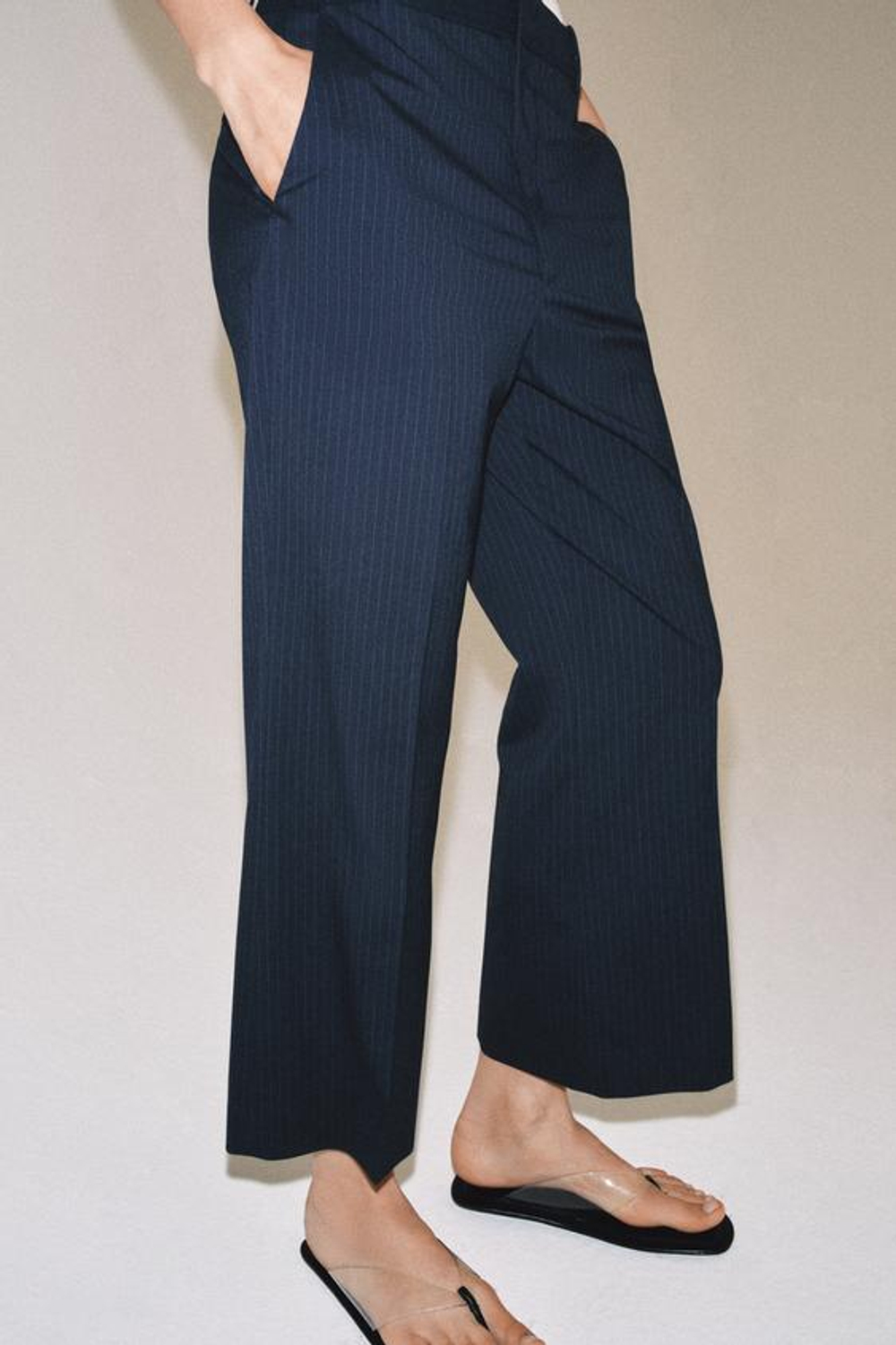 ZARA БРЮКИ В ПОЛОСКУ — ZW COLLECTION, МОРСКОЙ СИНИЙ
