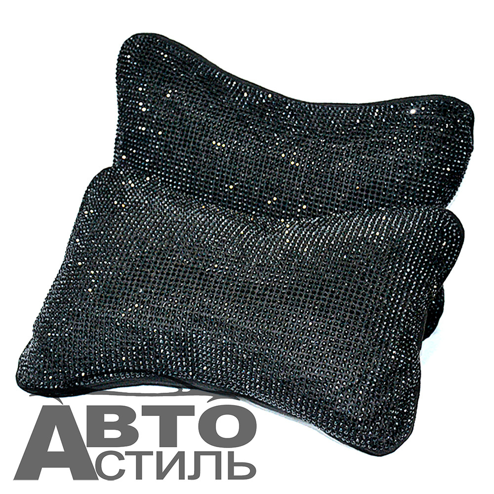 Подушки на подголовник Coolpart - DIAMOND (2шт) - P20-BL - Замша+Черные Стразы