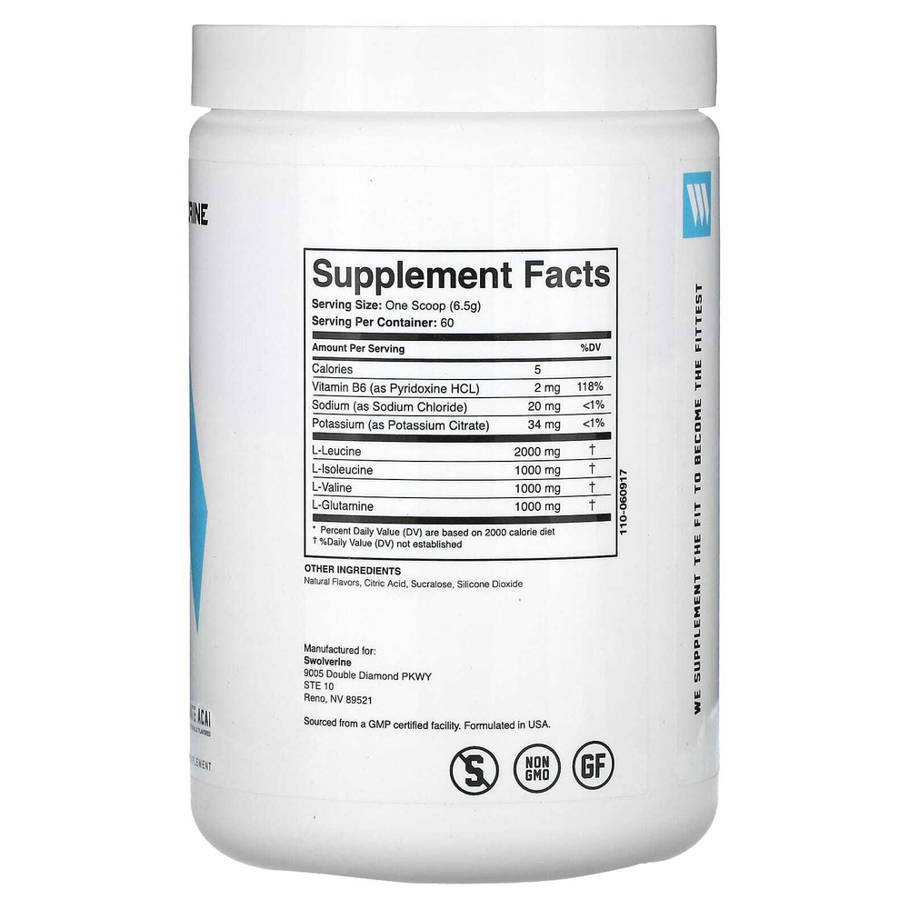 Swolverine, BCAA 2:1:1, гранат и асаи, 390 г (13,76 унции)