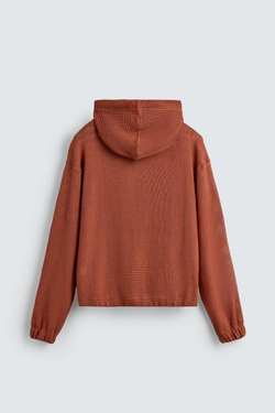 ZARA ТОЛСТОВКА С КАПЮШОНОМ, КРАСНОВАТЫЙ