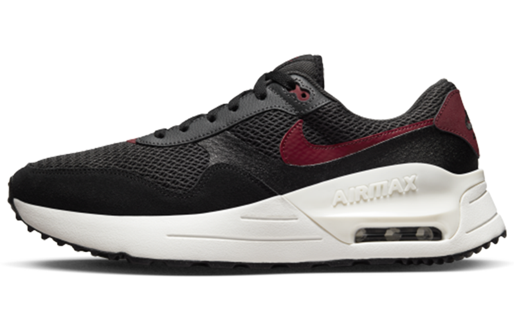 Nike Air Max SYSTM fabric leather non-slip wear-resistant breathable low-top sports casual shoes black and red