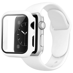 Белый силиконовый ремешок для Apple Watch 40мм с защитным чехлом бампером белого цвета