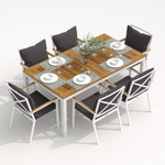 Обеденная группа Ideal Patio  ТЕЛЛА ФЕСТА плюс каркас белый, стол тик 180, ткань антрацит