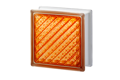 Стеклоблок Диамонд оранжевый Vitrablok 19,7.x19,7x8 см