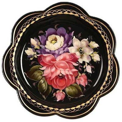 Жостовский поднос декоративный, размер 18 см (A1), металлический