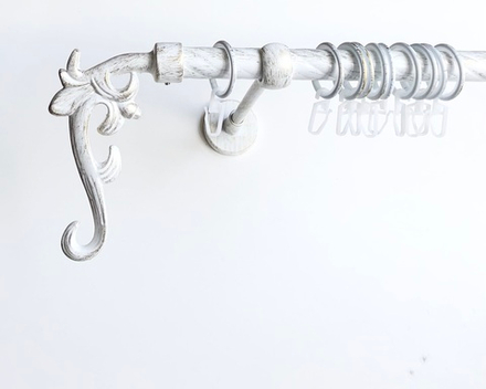 Карниз кованый витой для штор "Лиана" d20 мм однорядный, цвет белое золото