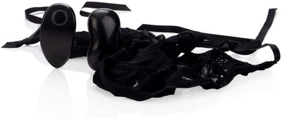 Черные кружевные трусики с вибростимулятором 10-Function Little Black Panty with Ties (Размер: S-M-L) (Цвет: черный)