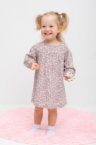 Платье  для девочки  КР 5856/серая пудра,винтажные цветы к441