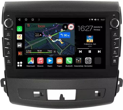 Магнитола для Mitsubishi Outlander XL, Peugeot 4007, Citroen C-Crosser (перфорированная рамка) - Canbox 9-004-1/9-004 Android 10, Быстрая, CarPlay, 4G SIM-слот