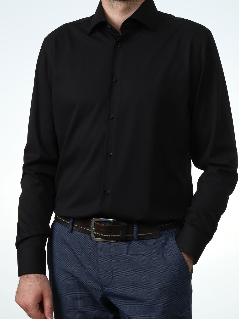 Сорочка мужская VESTER длинный рукав, цвет черный, бамбуковое волокно 58218 09