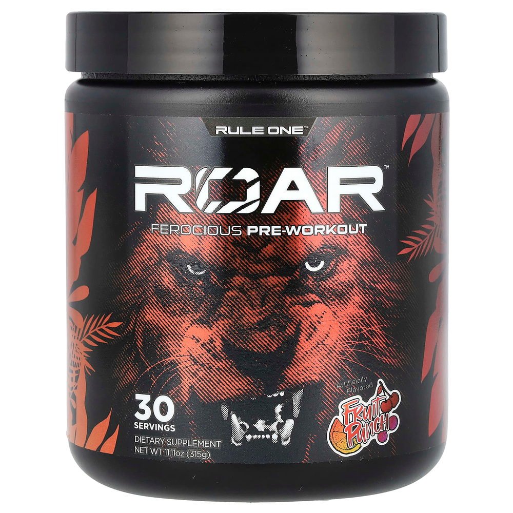 Rule One Proteins, Roar, Ferocious предтренировочный комплекс, со вкусом фруктового пунша, 315 г (11,11 унции)