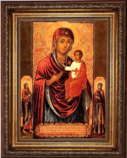 Виленская икона Божьей Матери (Одигитрия) на холсте.