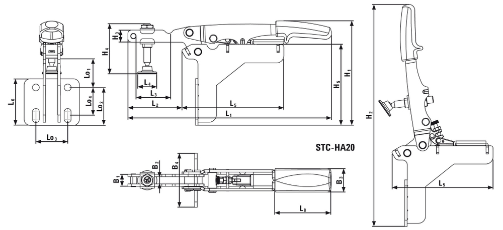 Горизонтальный зажим с открытым плечом BESSEY STC-HA20