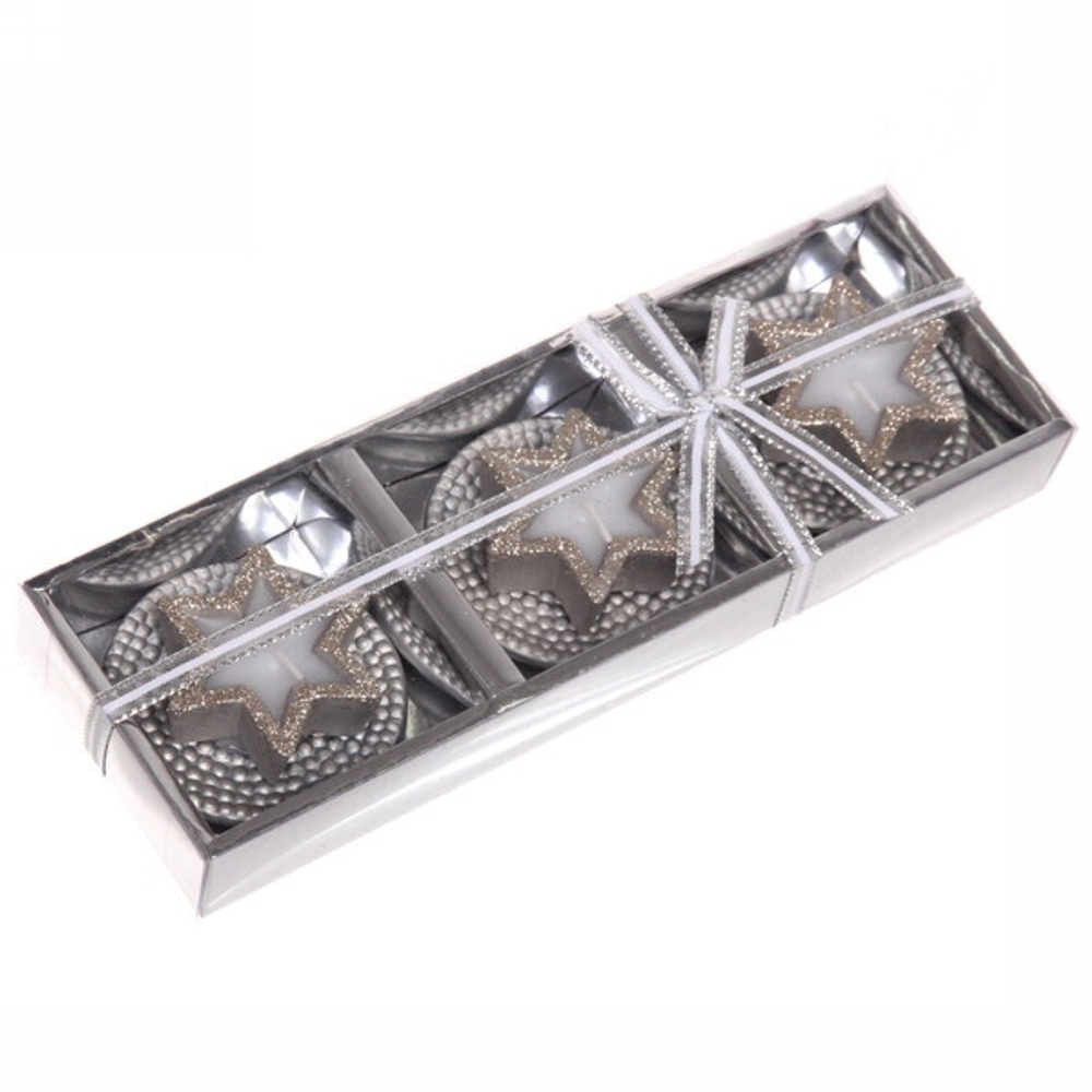 Свечи новогодние «Звездочка» 25*8,5*3 см (набор 3 шт), шампань