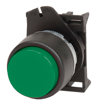 Кнопка выпуклая  прозрачная без фиксации, зеленая