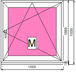 Пластиковое окно 1000 х 1000 ТермА Эко + Москитная сетка
