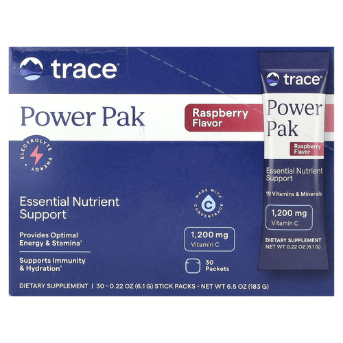 Trace, PowerPak, с малиновым вкусом, 30 стик-пакетов по 6,1 г (0,22 унции)