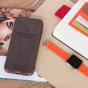 Чехол для iPhone XS Max из натуральной кожи теленка, оранжевого цвета