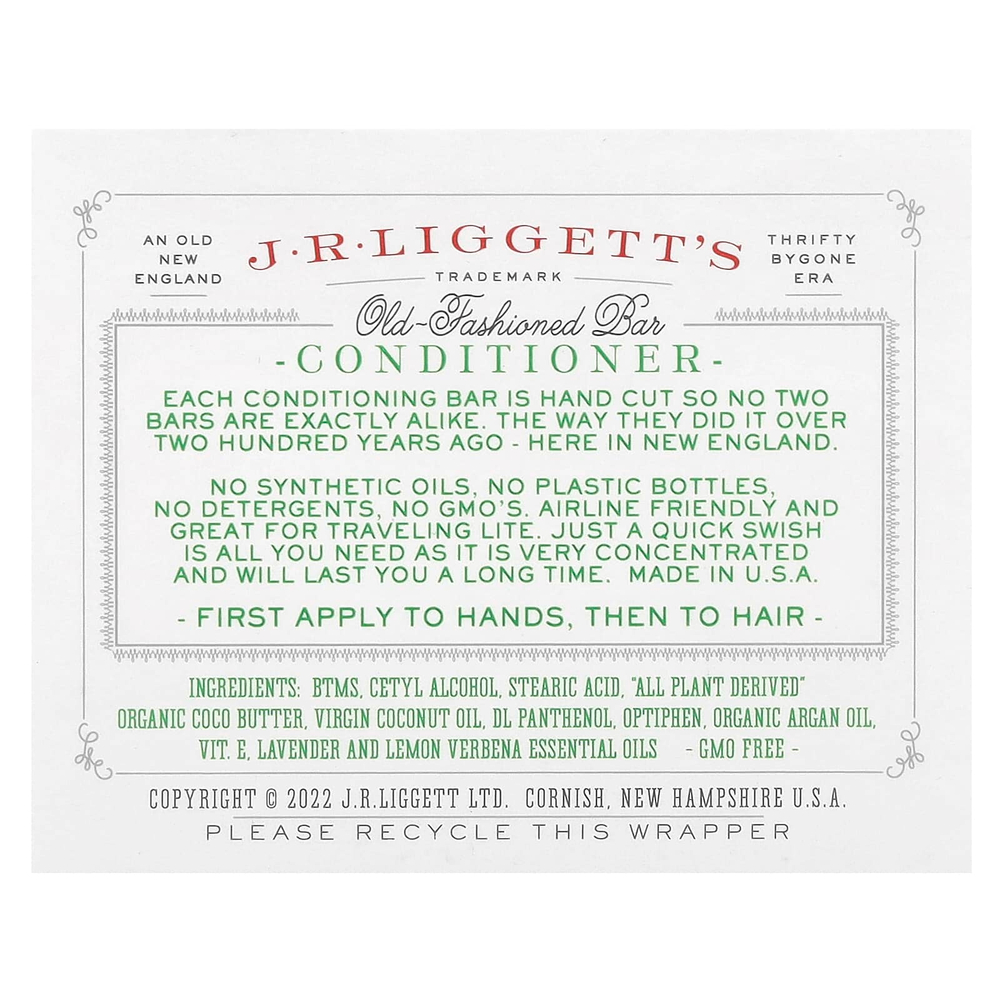 J.R. Liggett's, Old Fashioned Conditioner Bar, Original Formula, 50 г (1,75 унции)