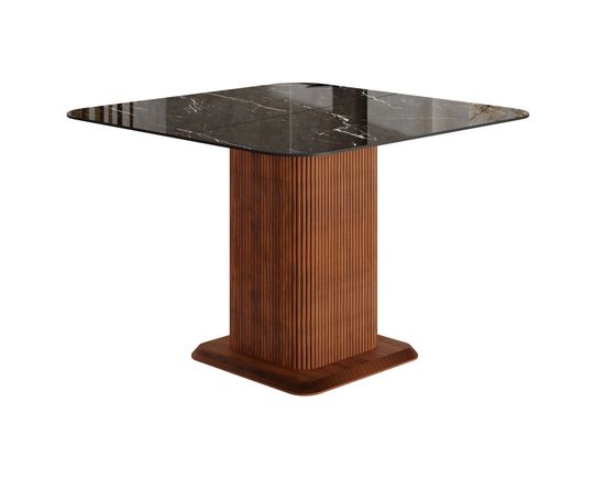 Квадратный обеденный стол DRAGON с глянцевой керамикой, опора шпон