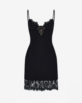 Платье мини из сатина и кружева