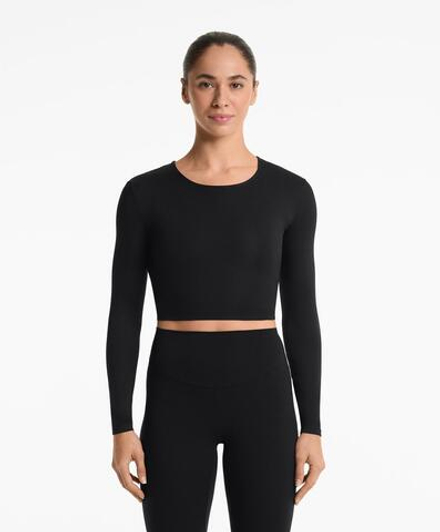 Oysho Футболка с длинным рукавом Comfortlux, черный