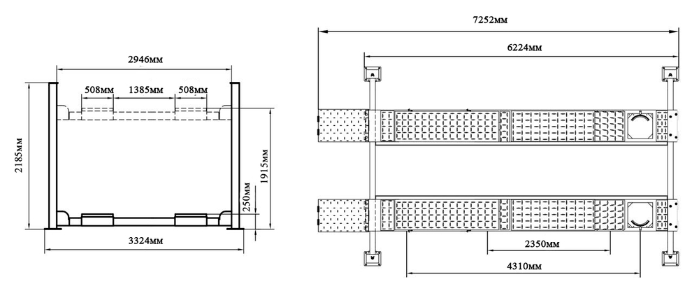 A465AE Подъемник четырехстоечный, 6,5 т., под 3D сход-развал с увеличенной длинной платформы (Красный)