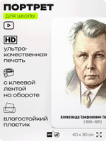Портрет для школы в кабинет литературы и русского языка "Твардовский Александр Трифонович", стенд школьный для класса, для оформления классного уголка, 40х30 см, Silver Plane x Айдентика Технолоджи
