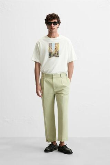 ZARA ФУТБОЛКА С ФОТОПРИНТОМ, БЕЛЫЙ