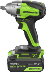 Гайковерт аккумуляторный GREENWORKS GD24IW400 ударный, 24V, АКБ 5Ач и ЗУ 3802907CUG