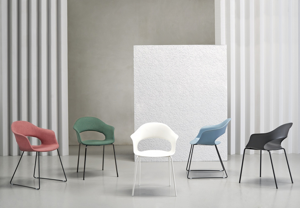 Кресло пластиковое Scab Design Lady B sledge frame, антрацит, лен