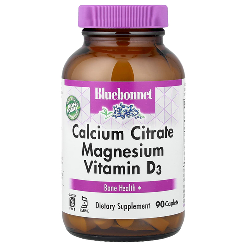Bluebonnet Nutrition, Цитрат кальция, магний и витамин D3, 90 капсул